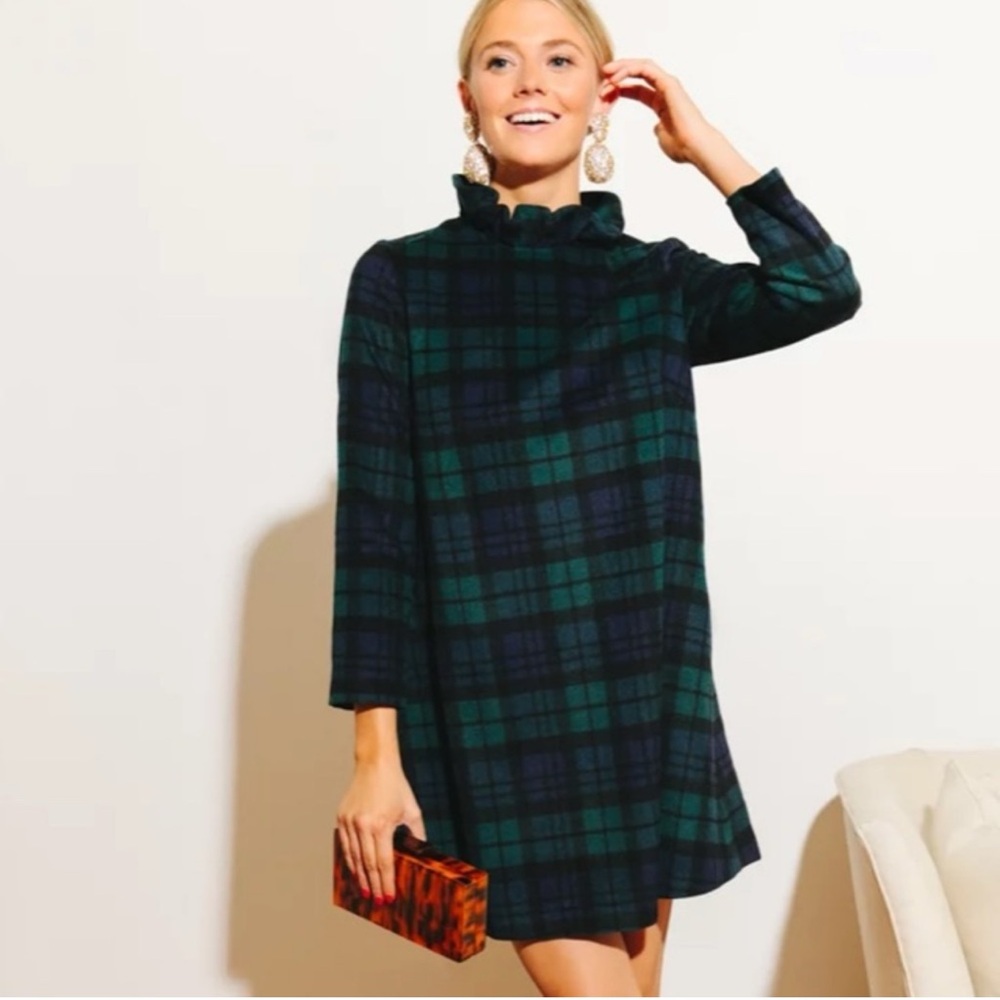 Tuckernuck Navy and Forest Plaid Mini Dress